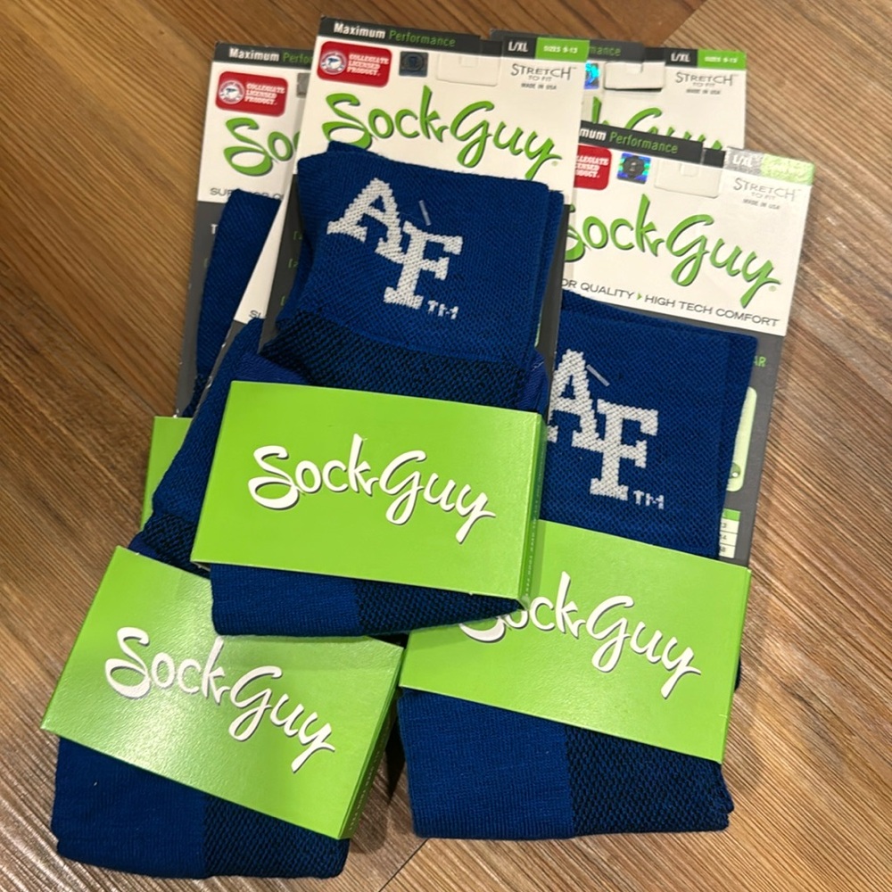 Bike socks. Air Force. L/XL. Sizes 9–13.
